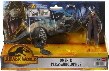 Mattel Jurassic World Dinozaur + Figurka Owen & Parasaurolophus GWM29