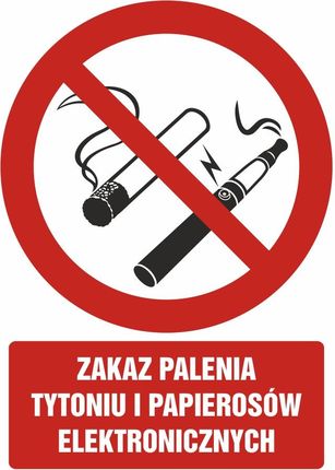 Tdc Zakaz Palenia Tytoniu I Papierosów Elektronicznych 21X29 7 Cm Pcv 1mm (GC071DJPN)