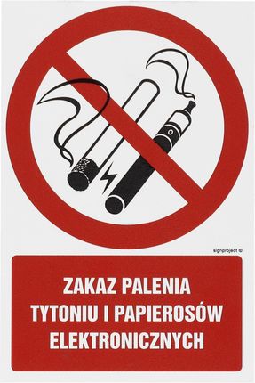 Signproject Znak Zakaz Palenia Tytoniu I Papierosów Elektronicznych 100X150 Pn Gc077