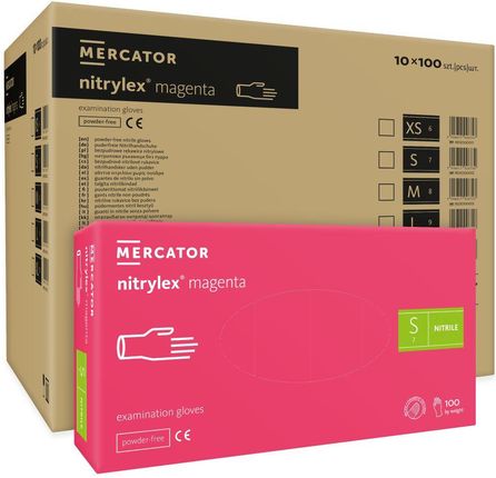 Mercator Medical Nitrylex Magenta Rozm. S Karton 10X100szt.