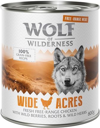 Wolf Of Wilderness Adult Mięso Ze Zrównoważonej Hodowli Wide Acres Kurczak 12X800G