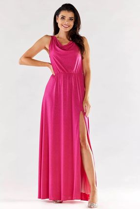 Wieczorowa sukienka z lejącym dekoltem (Fuksja, XL)