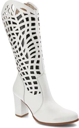 Białe Kozaki Exquisite Damskie Stylowe Obuwie