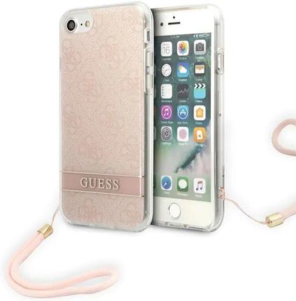 Guess 4G Print Cord - Etui Ze Smyczką Iphone Se 2022 / 2020 8 7 (Pink)