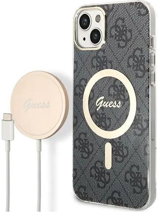 Zestaw Guess Gubpp14Mh4Eacsk Case+ Charger Iphone 14 Plus 6,7" Czarny/Black Hard Case 4G Print Magsafe