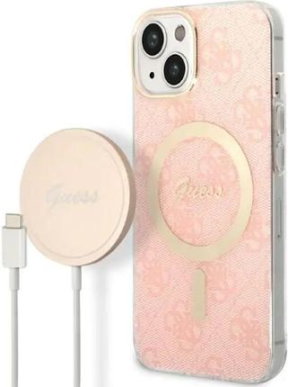 Zestaw Guess Gubpp14Mh4Eacsp Case+ Charger Iphone 14 Plus 6,7" Różowy/Pink Hard Case 4G Print Magsafe