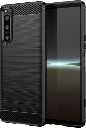 Carbon Case Etui Sony Xperia 5 Iv Elastyczny Silikonowy Karbonowy Pokrowiec Czarne