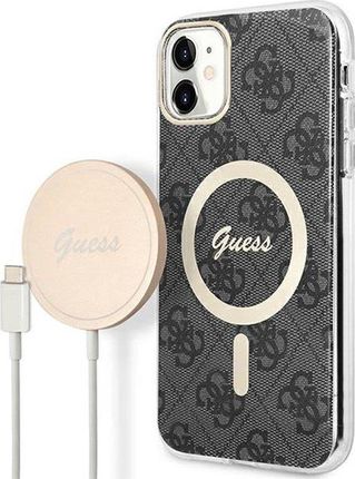 Guess Bundle Pack Magsafe 4G - Zestaw Etui + Ładowarka Iphone 11 (Czarny/Złoty)