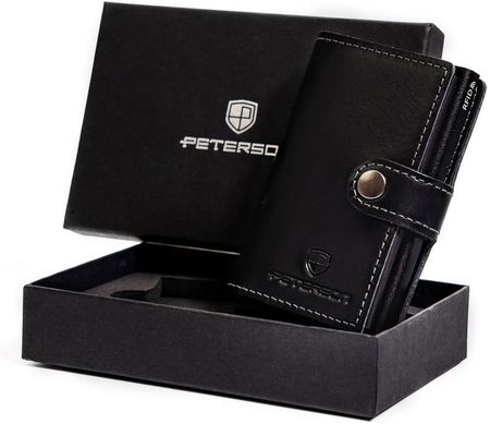 Skórzany portfel męski Peterson czarny PTN 171714101 BLACK