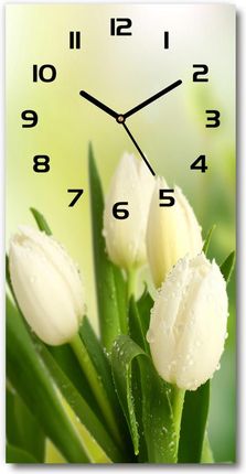 Wallmuralia.Pl Zegar Szklany Ścienny Białe Tulipany 30X60Cm (Plzsp30X60Cf34973360)