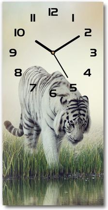 Wallmuralia.Pl Zegar Szklany Ścienny Biały Tygrys 30X60Cm (Plzsp30X60Cf84071201)