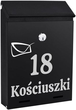 Skrzynka pocztowa na listy Odvin czarna z napisami (328811MG)