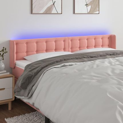 Vidaxl Zagłówek Do Łóżka Z Led, Różowy, 163X16X78 88 Cm, Aksamit 12486822