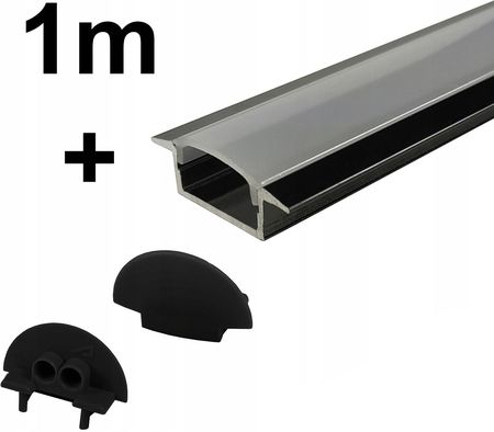 Avanti Wpuszczany Aluminiowy Profil Led+Klosz 1M | Czarny (123)