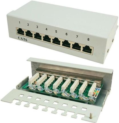 LogiLink CAT6 Patch Panel 8-Port Geschirmt, RAL 7035 (NP0016A)