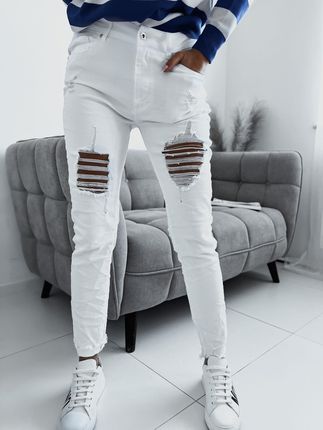 Damskie spodnie jeansowe z dziurami SF28