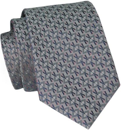 Krawat Angelo di Monti - Szary, Regularny Wzór KRADM1981