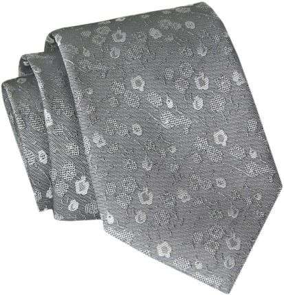 Krawat Angelo di Monti - Popiel z Motywem Kwiatowym KRADM1970