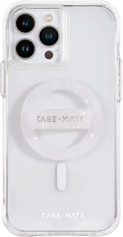 Case-Mate Magnetischer Handygriff Magsafe Loop Grip | Abnehmbarer Handy-griff | Weiche, Zusammenklappbare Magsafe-handygriffe Für Die Rückseite Des Iphone Pro Max 16/15/14/13 - Weißer Funkelnder