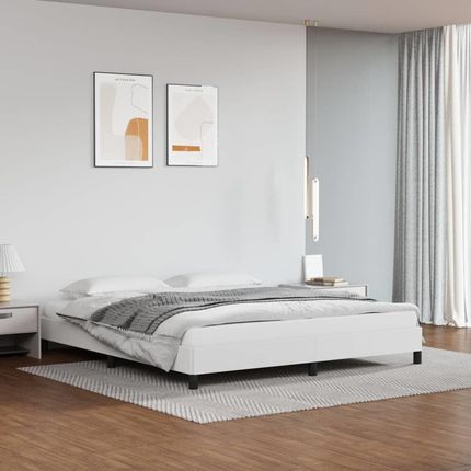 vidaXL Rama łóżka, biała, 160x200 cm, obite sztuczną skórą