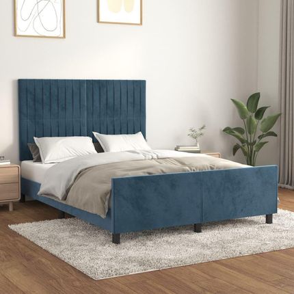 vidaXL vidaXL Rama łóżka z zagłówkiem, ciemnoniebieska, 140x200 cm, aksamitna