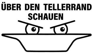 Über den Tellerrand schauen weißes Notizbuch Tagebuch lustiger Spruch
