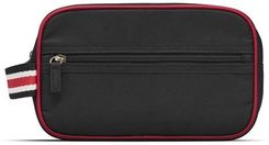 Studio Toiletry Bag In Black Nylon With Smart Red Edge.