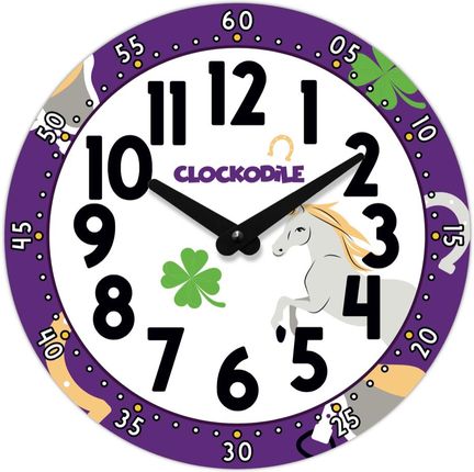 Clockodile Dziecięcy Zegar Ścienny Fioletowy Z Koniem 25Cm (674181)