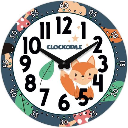 Clockodile Dziecięcy Zegar Ścienny Niebieski Z Lisem 25Cm (674182)