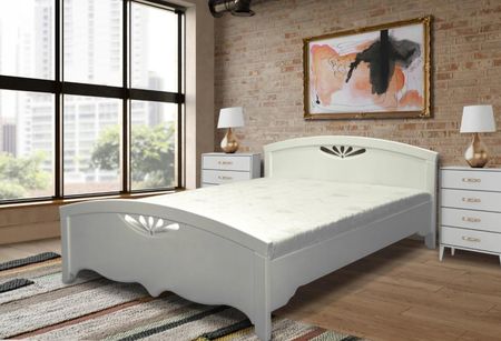 Łóżko Drewniane Rino 160X200 Cm Dębowe Ze Stelażem Białe 249