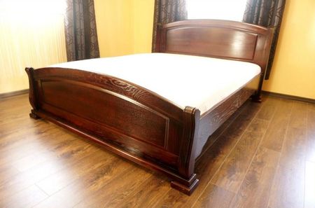 Łóżko Drewniane Cezar 200X200 Cm Dębowe Ze Stelażem Kolor Drewna 255