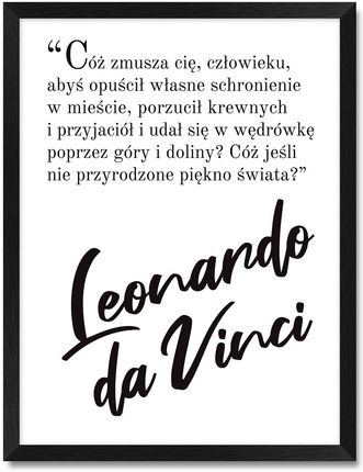 iWALL studio Obraz Leonardo Da Vinci Czarna Rama Czarny Tekst (CZA3QTLDVCZRN)