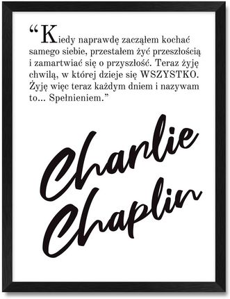 iWALL studio Obraz Charlie Chaplin Czarna Rama Czarny Tekst (CZA3QTCH2CZRN)