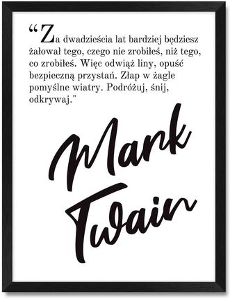 iWALL studio Obraz Mark Twain Czarna Rama Czarny Tekst (CZA3QTMTCZRN)