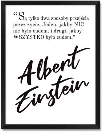 iWALL studio Obraz Albert Einstein Czarna Rama Czarny Tekst (CZA3QTAECZRN)