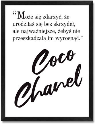iWALL studio Obraz Coco Chanel Czarna Rama Czarny Tekst (CZA3QTCCCZRN)