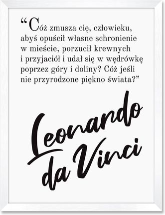 iWALL studio Obraz Leonardo Da Vinci Biała Rama Czarny Tekst (BA3QTLDVCZRN)