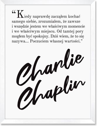 iWALL studio Obraz Charlie Chaplin Biała Rama Czarny Tekst (BA3QTCH1CZRN)
