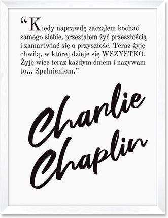 iWALL studio Obraz Charlie Chaplin Biała Rama Czarny Tekst (BA3QTCH2CZRN)