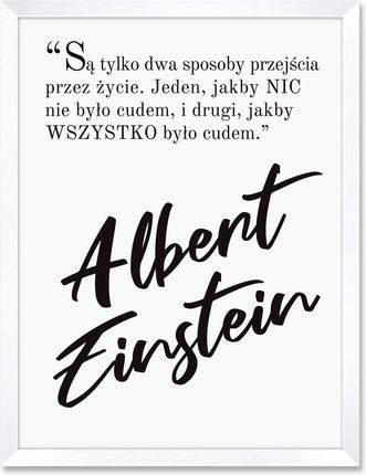 iWALL studio Obraz Albert Einstein Biała Rama Czarny Tekst (BA3QTAECZRN)