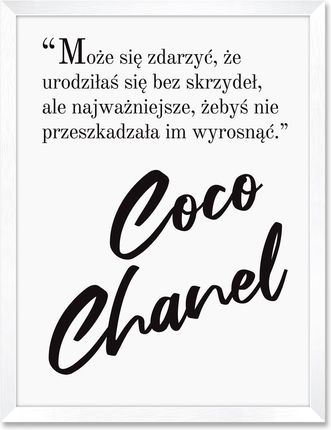 iWALL studio Obraz Coco Chanel Biała Rama Czarny Tekst (BA3QTCCCZRN)