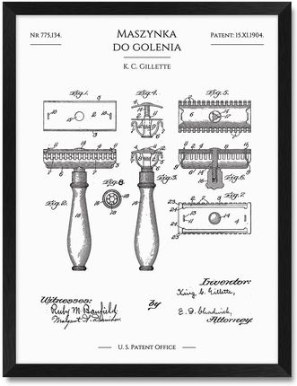 iWALL studio Maszynka Do Golenia Gillette Patent Z 1904 R. (CZA3PATGIL)