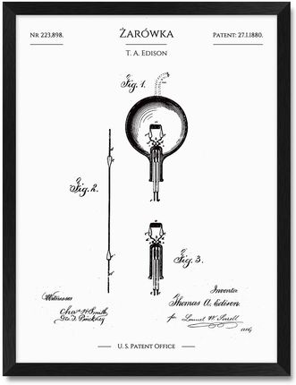 iWALL studio Żarówka Thomasa Edisona Patent Z 1880 R. (CZA3PATZAR)