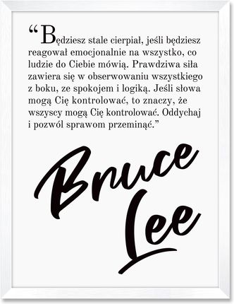 iWALL studio Obraz Bruce Lee Biała Rama Czarny Tekst (BA3QTBLCZRN)