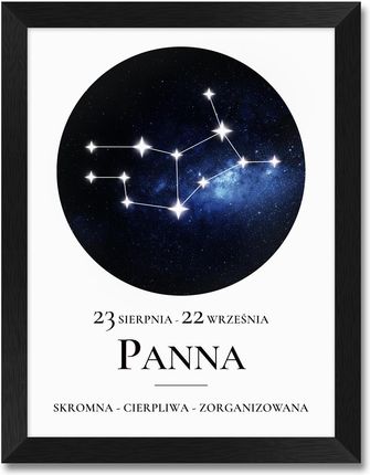 iWALL studio Obraz Znak Zodiaku Panna Czarna Rama (CZA3ZZPAN)