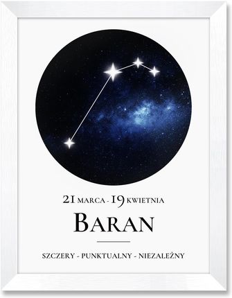 Iwall Studio Obraz Znak Zodiaku Baran Biała Rama (BA3ZZBAR)