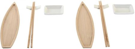 Dkd Home Decor Zestaw Do Sushi Ceramika Naturalny Biały Bambus Orientalny