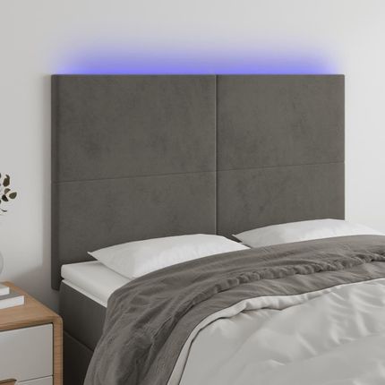 Vidaxl Zagłówek Do Łóżka Z Led Ciemnoszary 144X5X118/128 Cm Aksamit 12491565