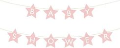 Zdjęcie Baner PartyDeco Babyshower jasny różowy 16,5x290cm napis dekoracja ozdoby gwiazdki GRL97-081J PD0654 - Augustów