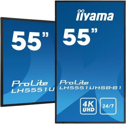 Iiyama Lh5551Uhb B1 55" Profesjonalny Wyświetlacz Digital Signage 4K Uhd Wysoką Jasnością 800Cd/M² I Czasem Pracy 24/7 (Lh5551Uhsbb1)